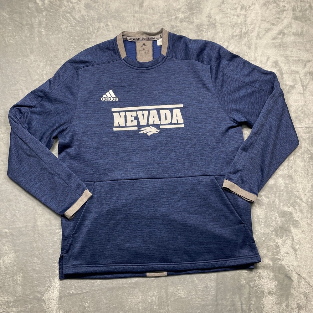 Adidas Nevada Wolf Pack Baseball Men Large Blue Heathered Long Sleeve Sweatshirt